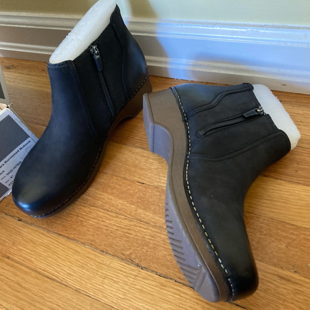 Dansko Barbara Burnished Nubuck Booties, Black